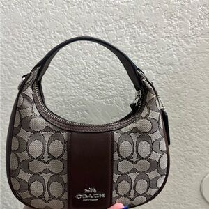 Coach Signature Brown and Cream Shoulder Bag